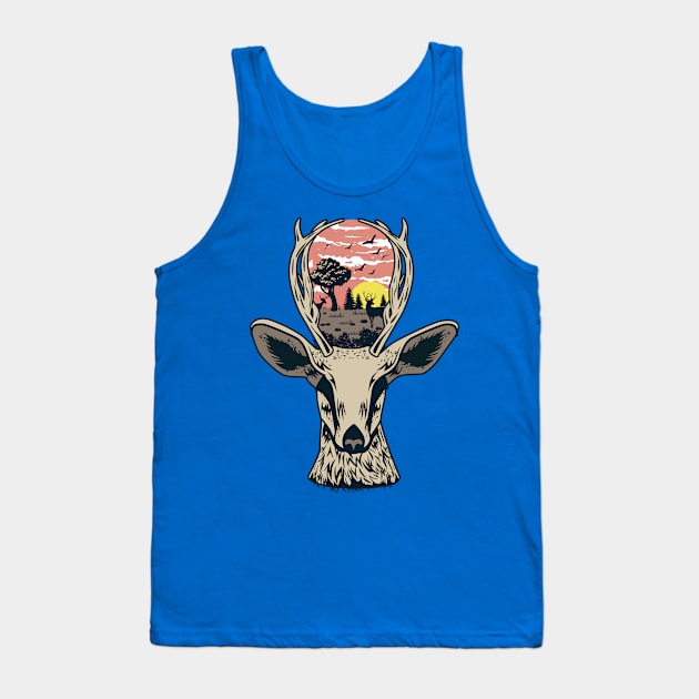 deer animal sunset Tank Top by Mako Design 